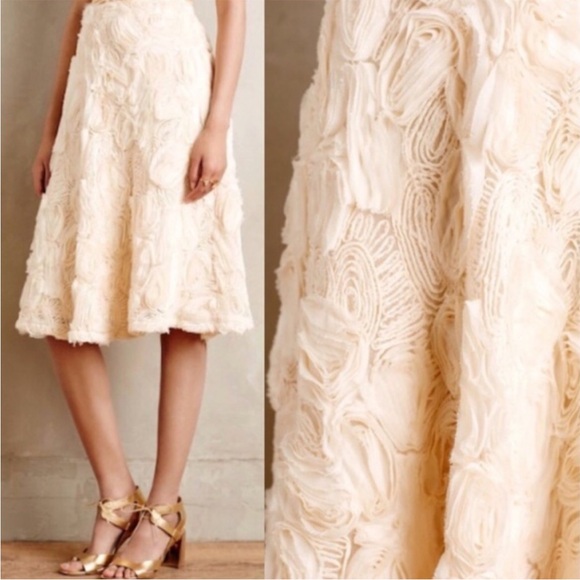 Anthropologie HD in Paris Tufted Blossoms Skirt 0 - Picture 3 of 3